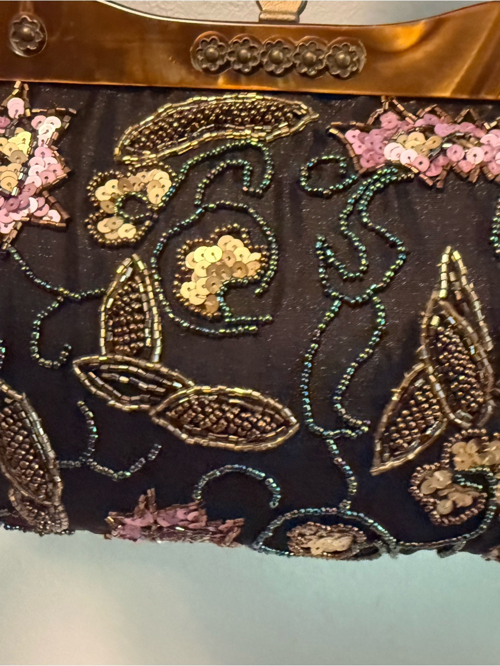 Vintage Beaded-Sequence Evening Clutch Bag - Picture 7 of 8